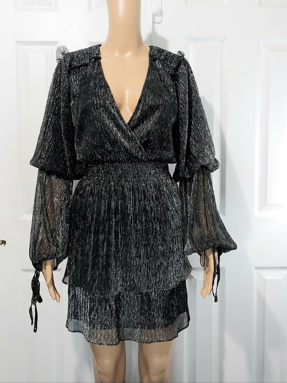 MISA Los Angeles Maeryn Sparkle Lurex Mini Dress, Size M